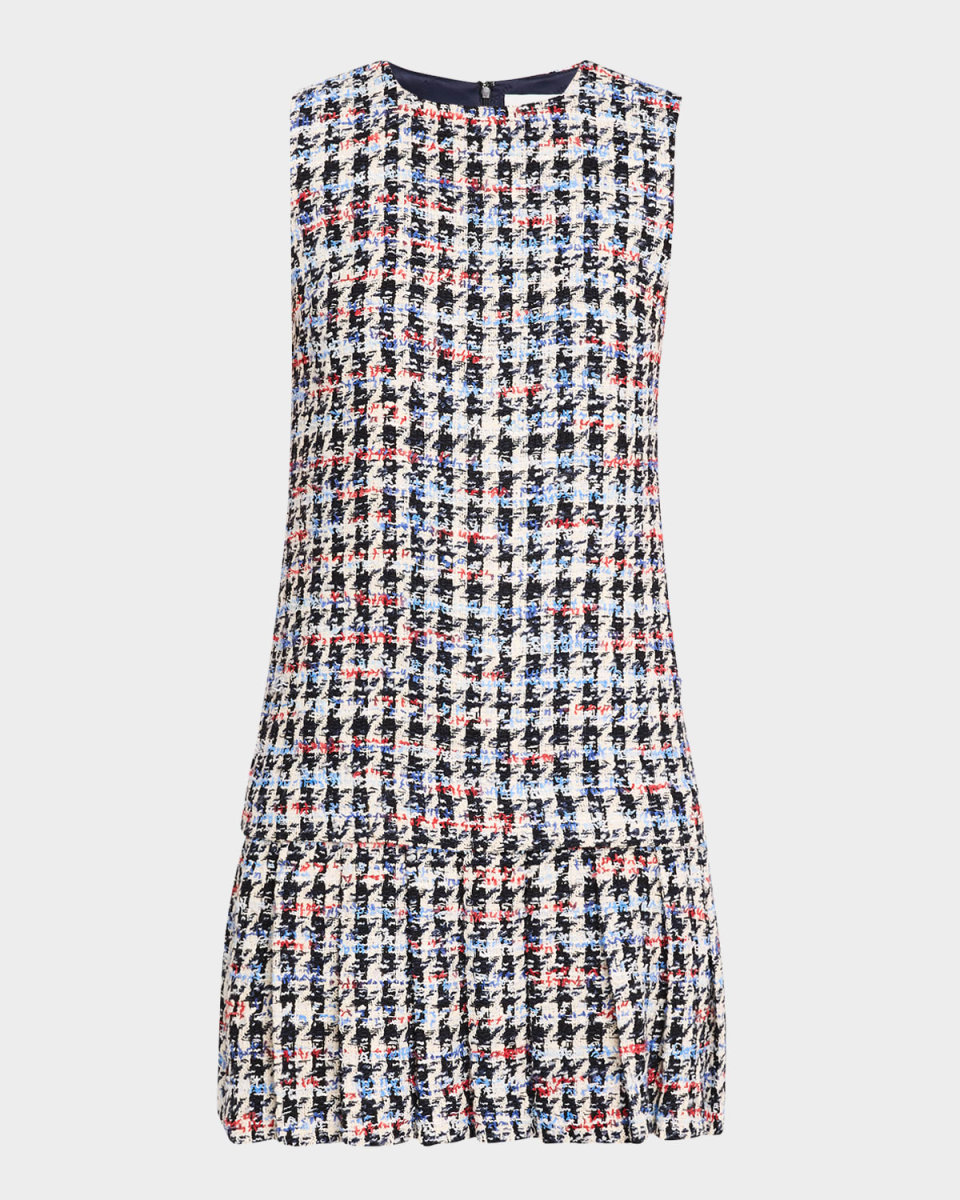 Americana Tweed Pleated Mini Dress